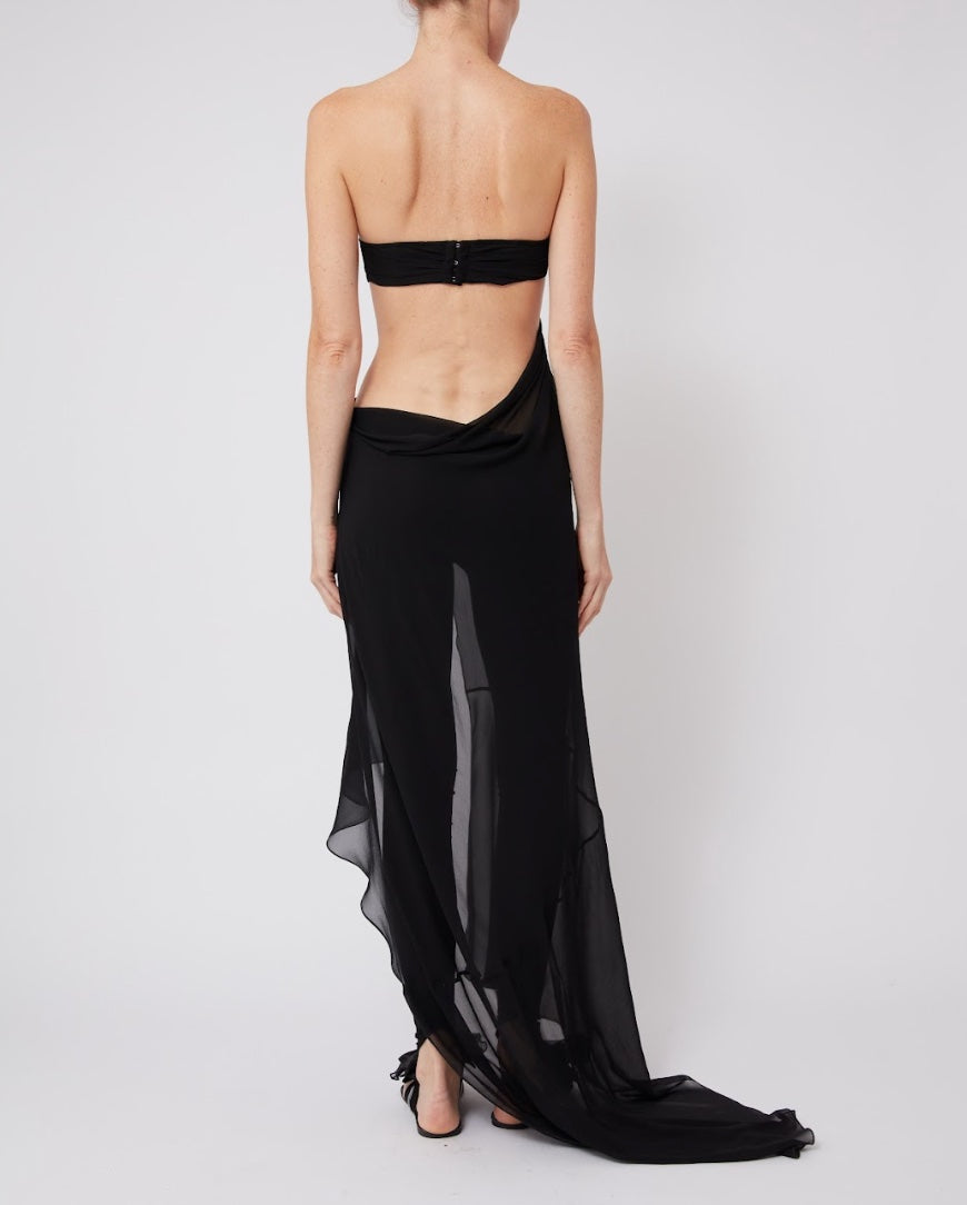 Channel Bra Dress in Black Georgette