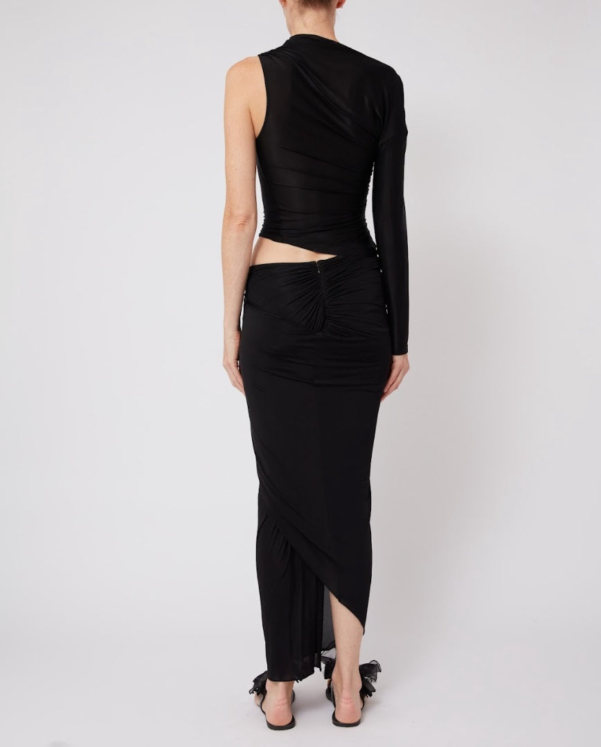 Ruched Asymmetric Top in Black