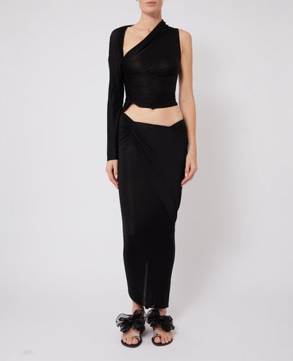 Ruched Asymmetric Top in Black