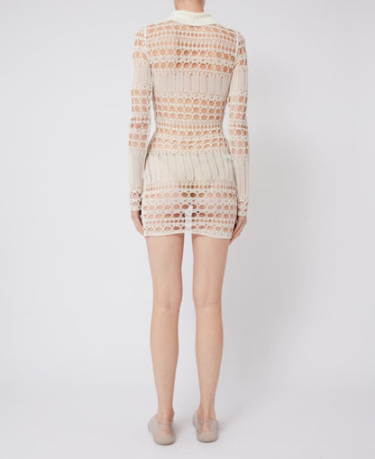 Knit Polo Dress in White